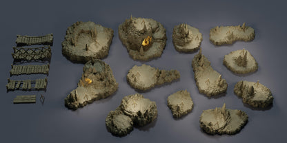 Raised Caverns - Tabletop Terrain - 28 MM, Tabletop 3D Printed Terrain by MiniatureLand, Perfect for Wargaming and RPGs