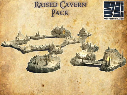 Raised Caverns - Tabletop Terrain - 28 MM, Tabletop 3D Printed Terrain by MiniatureLand, Perfect for Wargaming and RPGs