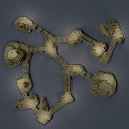 Raised Caverns - Tabletop Terrain - 28 MM, Tabletop 3D Printed Terrain by MiniatureLand, Perfect for Wargaming and RPGs