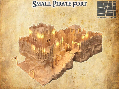 Small Pirate Fort - Tabletop Terrain - 28 MM Tabletop 3D Printed Terrain by MiniatureLand, Perfect for Wargaming and RPGs