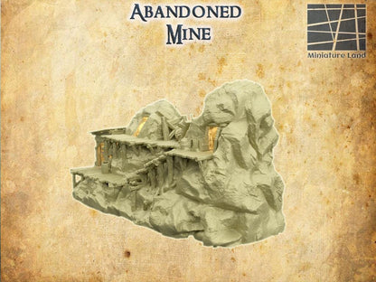 Abandoned Mine - Tabletop Terrain - 28 MM, Tabletop 3D Printed Terrain by MiniatureLand, Perfect for Wargaming and RPGs