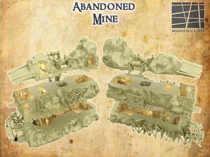 Abandoned Mine - Tabletop Terrain - 28 MM, Tabletop 3D Printed Terrain by MiniatureLand, Perfect for Wargaming and RPGs