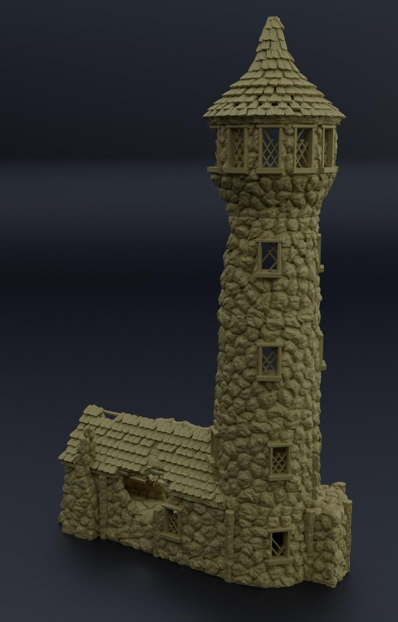 Medieval LightHouse - Tabletop Terrain - 28 MM, Tabletop 3D Printed Terrain by MiniatureLand, Perfect for Wargaming and RPGs