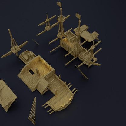 Floating Pirate Tavern- Tabletop Terrain - 28 MM Tabletop 3D Printed Terrain by MiniatureLand, Perfect for Wargaming and RPGs