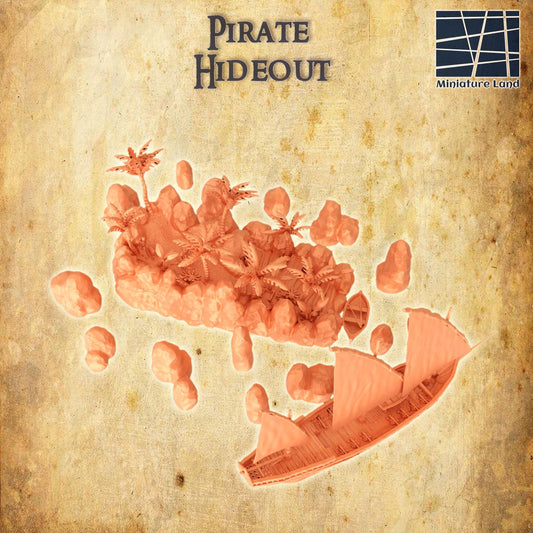 Pirate Hideout - Tabletop Terrain - 28 MM Tabletop 3D Printed Terrain by MiniatureLand, Perfect for Wargaming and RPGs
