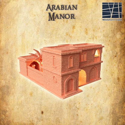 Arabian Manor - Tabletop Terrain - 28 MM Tabletop 3D Printed Terrain by MiniatureLand, Perfect for Wargaming and RPGs
