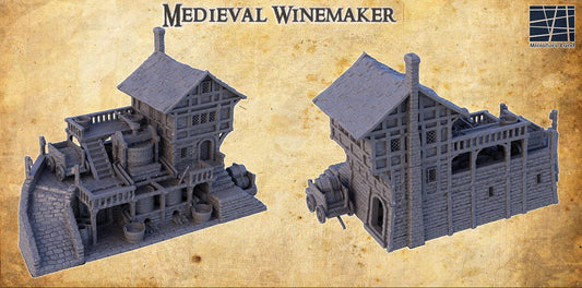 Medieval Winemaker - Tabletop Terrain - 28 MM, Tabletop 3D Printed Terrain by MiniatureLand, Perfect for Wargaming and RPGs