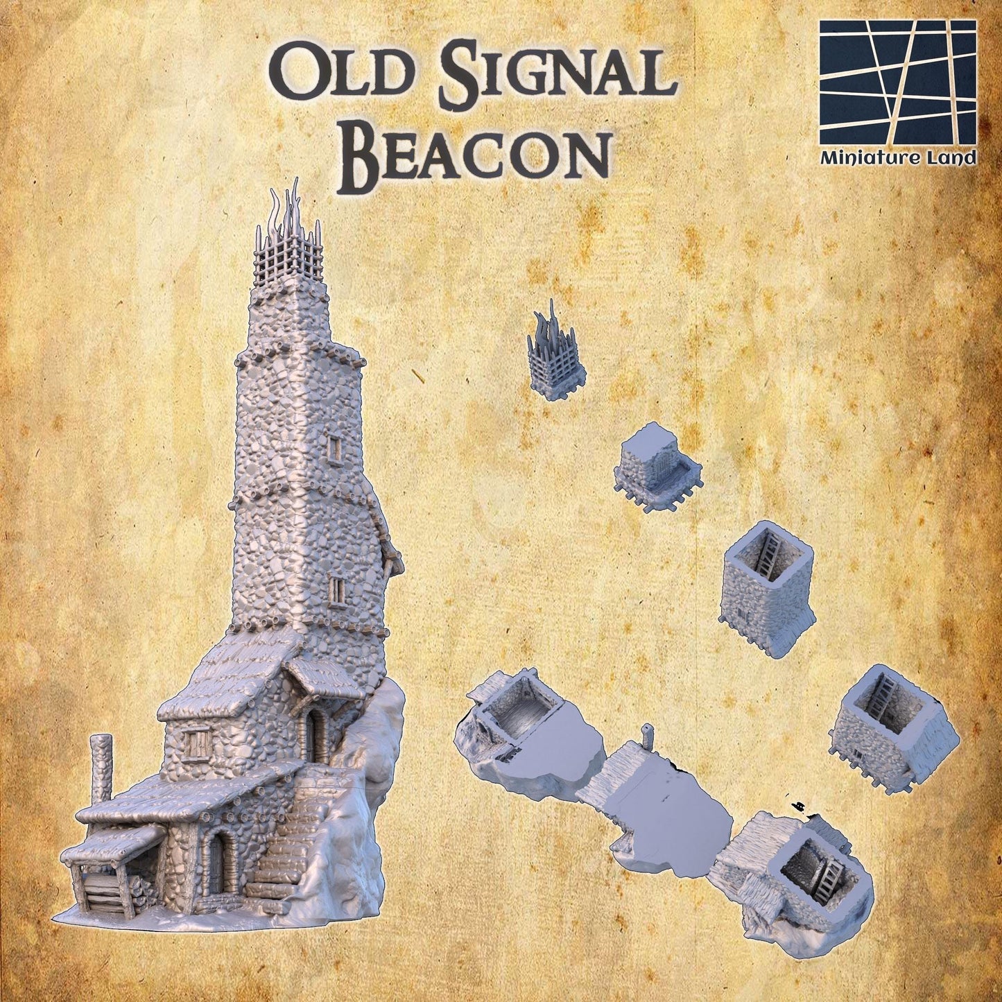 Old Signal Beacon - Tabletop Terrain - 28 MM, Tabletop 3D Printed Terrain by MiniatureLand, Perfect for Wargaming and RPGs