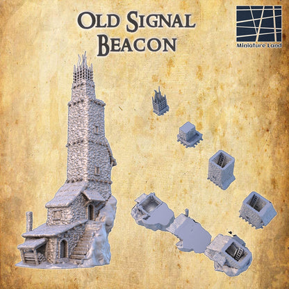 Old Signal Beacon - Tabletop Terrain - 28 MM, Tabletop 3D Printed Terrain by MiniatureLand, Perfect for Wargaming and RPGs