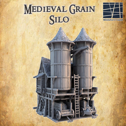 Medieval Grain Silo - Tabletop Terrain - 28 MM, Tabletop 3D Printed Terrain by MiniatureLand, Perfect for Wargaming and RPGs