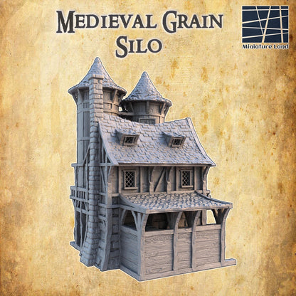 Medieval Grain Silo - Tabletop Terrain - 28 MM, Tabletop 3D Printed Terrain by MiniatureLand, Perfect for Wargaming and RPGs