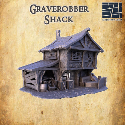 Grave Robber Shack - Tabletop Terrain - 28 MM, Tabletop 3D Printed Terrain by MiniatureLand, Perfect for Wargaming and RPGs