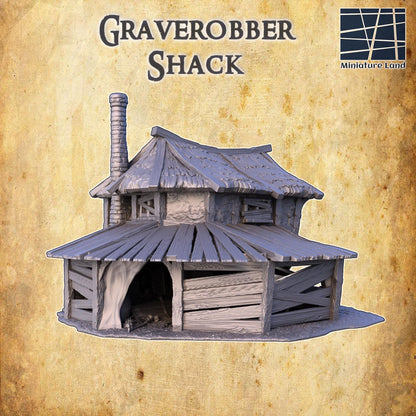 Grave Robber Shack - Tabletop Terrain - 28 MM, Tabletop 3D Printed Terrain by MiniatureLand, Perfect for Wargaming and RPGs
