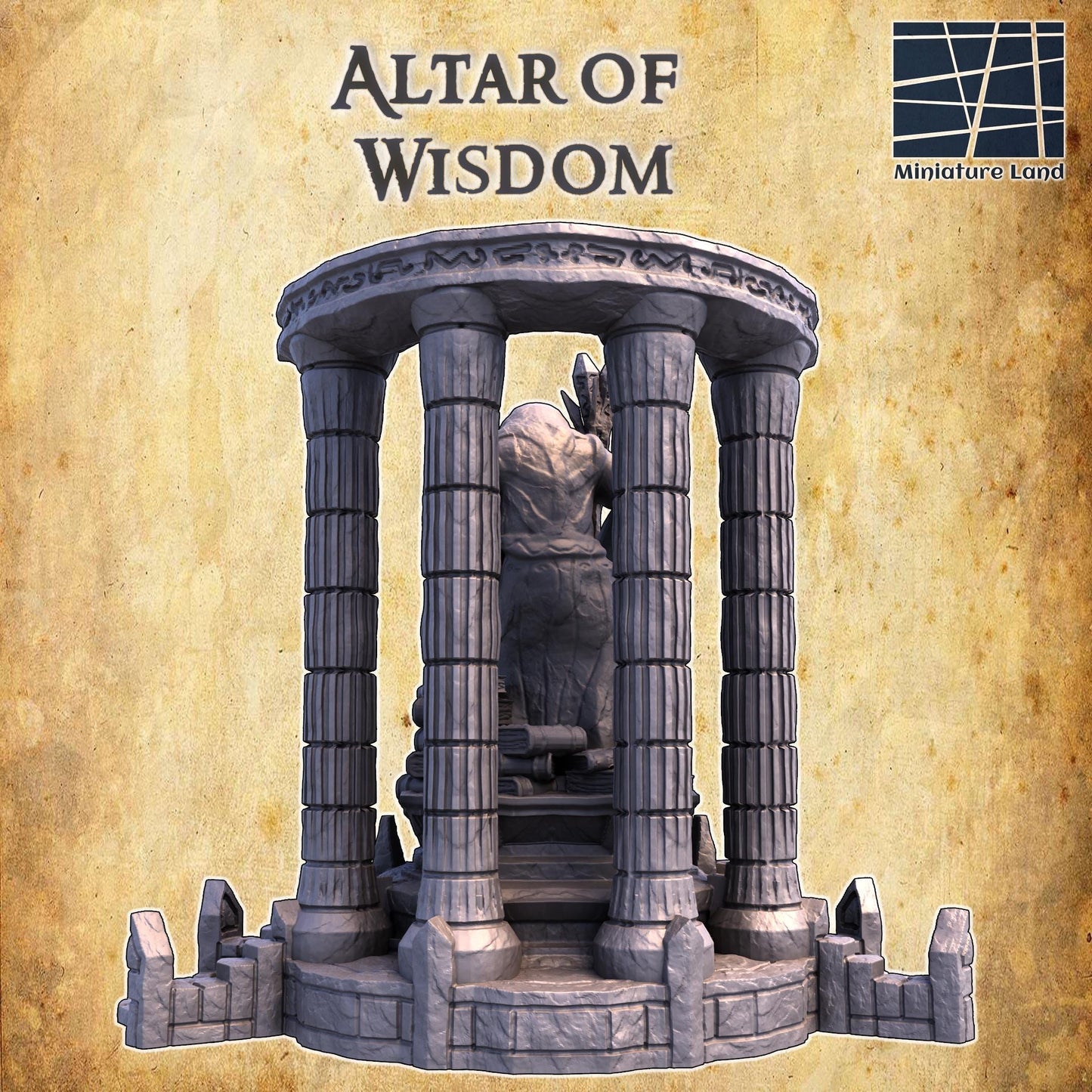 Altar of Wisdom - Tabletop Terrain - 28 MM, Tabletop 3D Printed Terrain by MiniatureLand, Perfect for Wargaming and RPGs