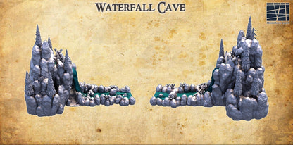 Waterfall Cave - Tabletop Terrain - 28 MM, Tabletop 3D Printed Terrain by MiniatureLand, Perfect for Wargaming and RPGs