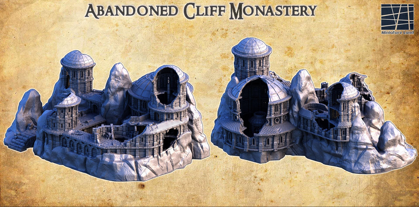 Abandoned Cliff Monastery - Tabletop Terrain - 28 MM, Tabletop 3D Printed Terrain by MiniatureLand, Perfect for Wargaming and RPGs