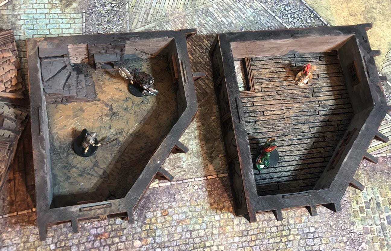 Corner Row House by GameScape3D - 3D Printed Tabletop Terrain, Perfect for Wargames, Board Games, Role Playing Games
