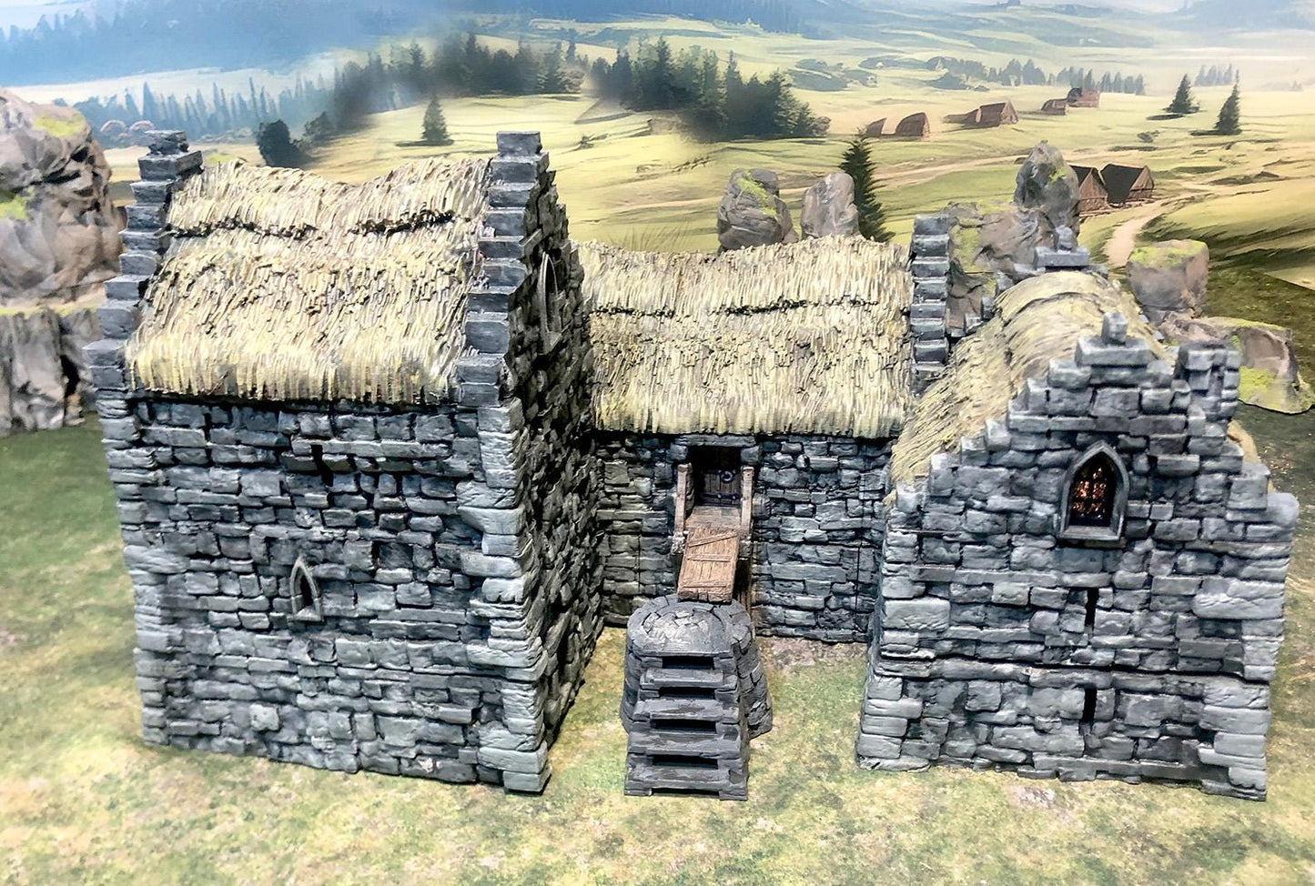Walled Village: Manor Houses, Guard Tower, and Barn by GameScape3D - 3D Printed Tabletop Terrain, Perfect for Wargames, Board Games, RPGs