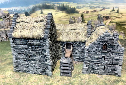 Walled Village: Manor Houses, Guard Tower, and Barn by GameScape3D - 3D Printed Tabletop Terrain, Perfect for Wargames, Board Games, RPGs