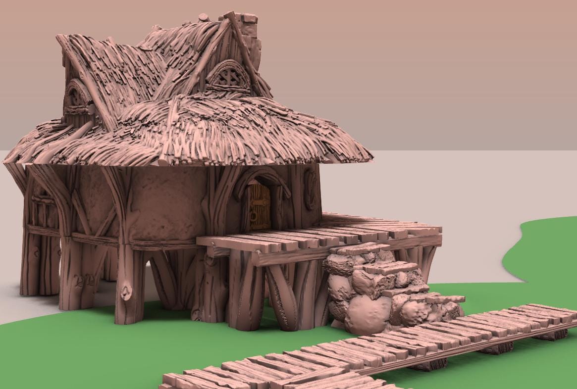 Halfling Swamp Village by GameScape3D - 3D Printed Tabletop Terrain, Perfect for Wargames, Board Games, RPGs