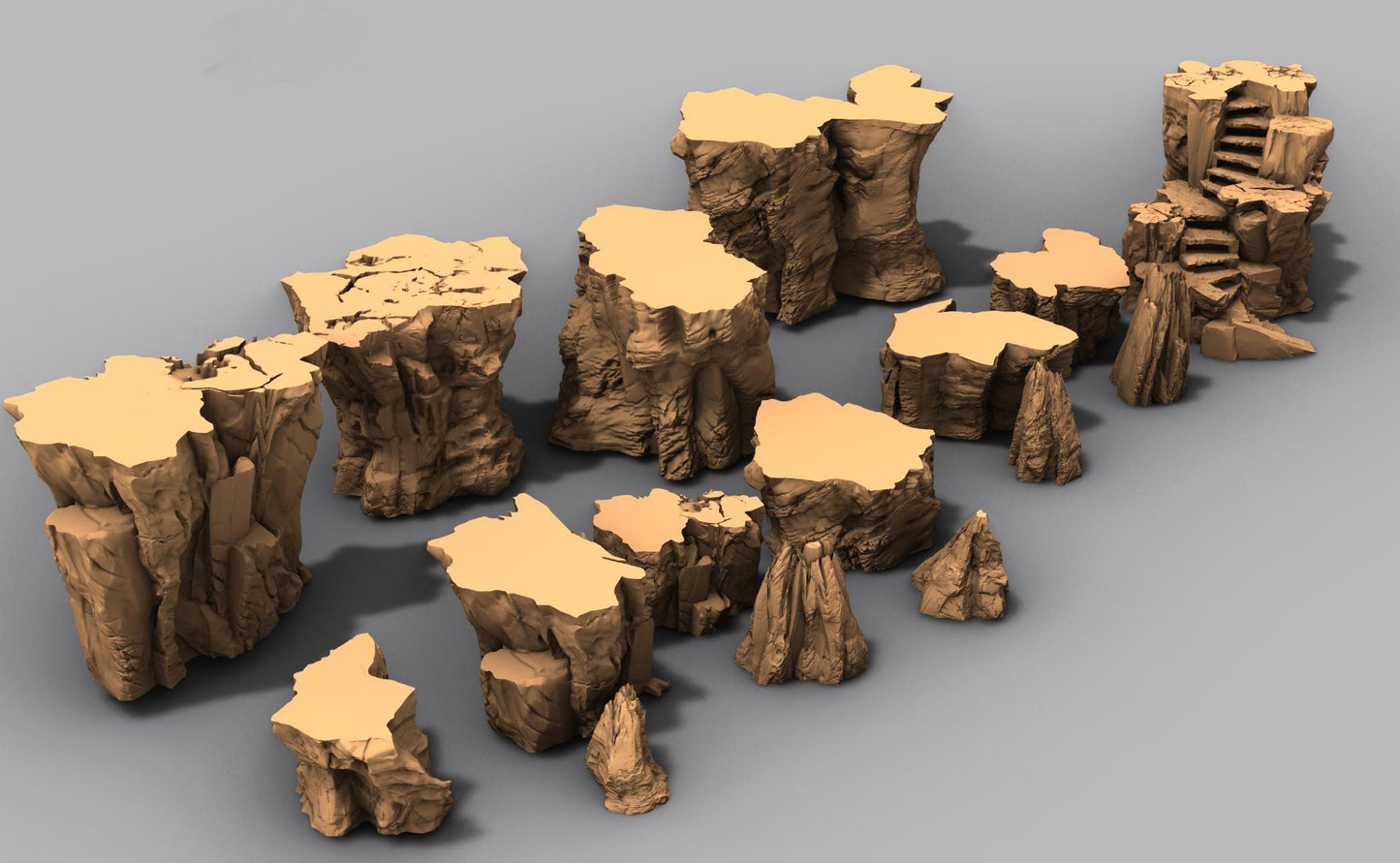 Stackable Apocalypse Buttes by GameScape3D - 3D Printed Tabletop Terrain, Perfect for Wargames, Board Games, Role Playing Games