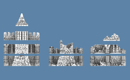 Lost City Outer Ruined Walls - 3D Printed Tabletop Terrain, Perfect for Wargames, Board Games, Role Playing Games