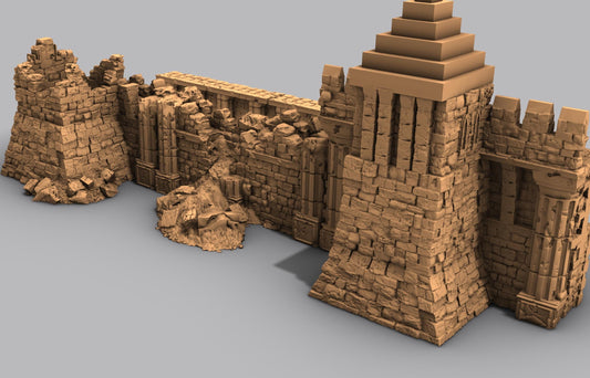 Lost City Outer Ruined Walls - 3D Printed Tabletop Terrain, Perfect for Wargames, Board Games, Role Playing Games