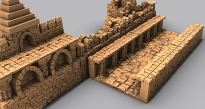 Lost City Outer Ruined Walls - 3D Printed Tabletop Terrain, Perfect for Wargames, Board Games, Role Playing Games