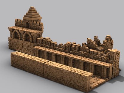 Lost City Outer Ruined Walls - 3D Printed Tabletop Terrain, Perfect for Wargames, Board Games, Role Playing Games