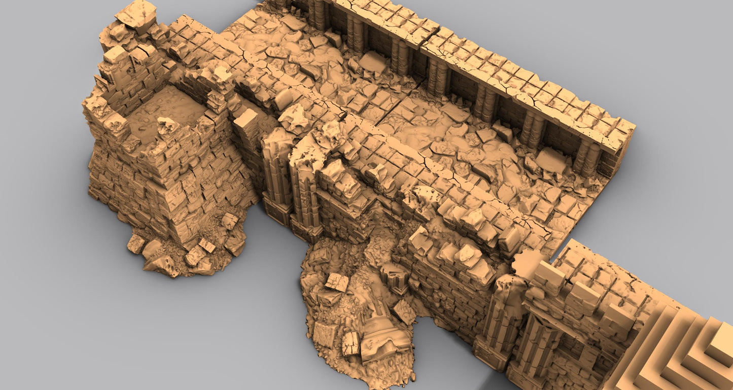Lost City Outer Ruined Walls - 3D Printed Tabletop Terrain, Perfect for Wargames, Board Games, Role Playing Games