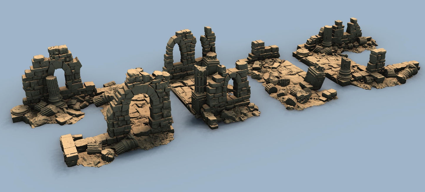 The Lost City: Streets with Ruins - 3D Printed Tabletop Terrain, Perfect for Wargames, Board Games, Role Playing Games