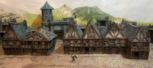 Modular Timber Frame Row Houses by GameScape3D - 3D Printed Tabletop Terrain, Perfect for Wargames, Board Games, Role Playing Games