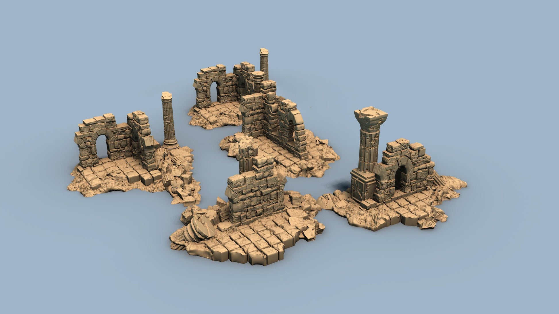 The Lost City: Medium and Small Ruins - 3D Printed Tabletop Terrain, Perfect for Wargames, Board Games, Role Playing Games