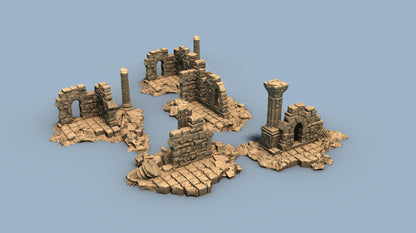 The Lost City: Medium and Small Ruins - 3D Printed Tabletop Terrain, Perfect for Wargames, Board Games, Role Playing Games