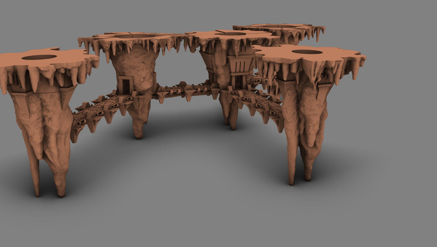 Fortified Stalactite & Bridge Compound by GameScape3D - 3D Printed Tabletop Terrain, Perfect for Wargames, Board Games, Role Playing Games