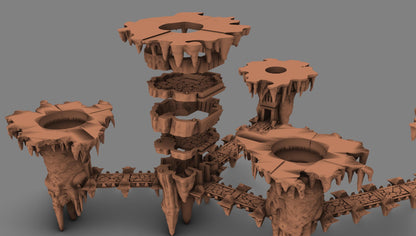 Fortified Stalactite & Bridge Compound by GameScape3D - 3D Printed Tabletop Terrain, Perfect for Wargames, Board Games, Role Playing Games