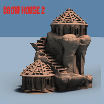 Drow Houses, Drow Town set by GameScape3D - 3D Printed Tabletop Terrain, Perfect for Wargames, Board Games, Role Playing Games