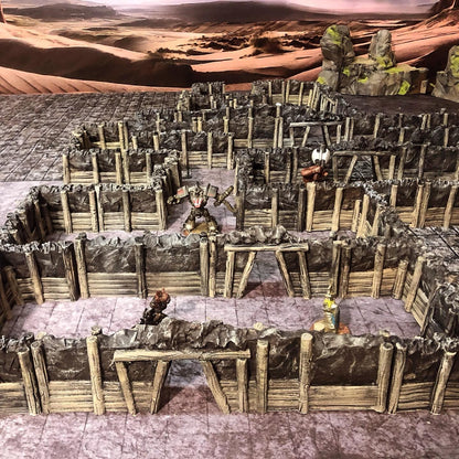 Interior Mine Walls - 3D Printed Tabletop Terrain, Perfect for Wargames, Board Games, Role Playing Games