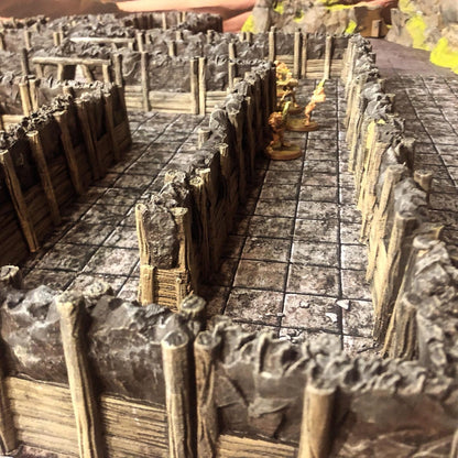 Interior Mine Walls - 3D Printed Tabletop Terrain, Perfect for Wargames, Board Games, Role Playing Games