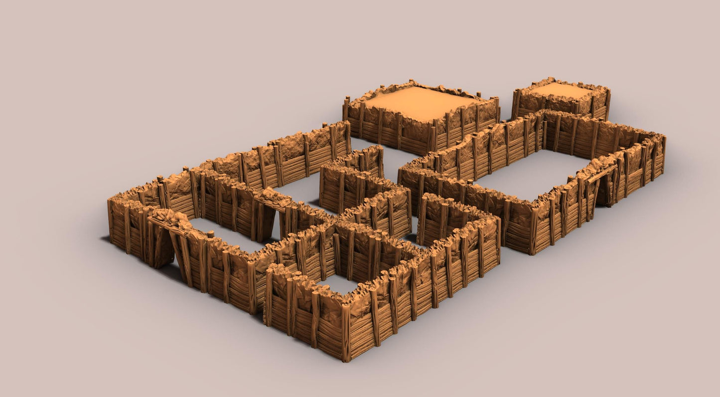 Interior Mine Walls - 3D Printed Tabletop Terrain, Perfect for Wargames, Board Games, Role Playing Games