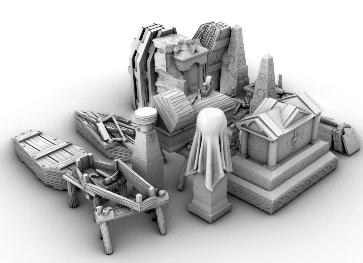 Grave and Coffin Maker Workshop by GameScape3D - 3D Printed Tabletop Terrain, Perfect for Wargames, Board Games, RPGs