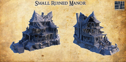 Small Ruined Manor - Tabletop Terrain - 28 MM, Tabletop 3D Printed Terrain by MiniatureLand, Perfect for Wargaming and RPGs