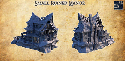 Small Ruined Manor - Tabletop Terrain - 28 MM, Tabletop 3D Printed Terrain by MiniatureLand, Perfect for Wargaming and RPGs
