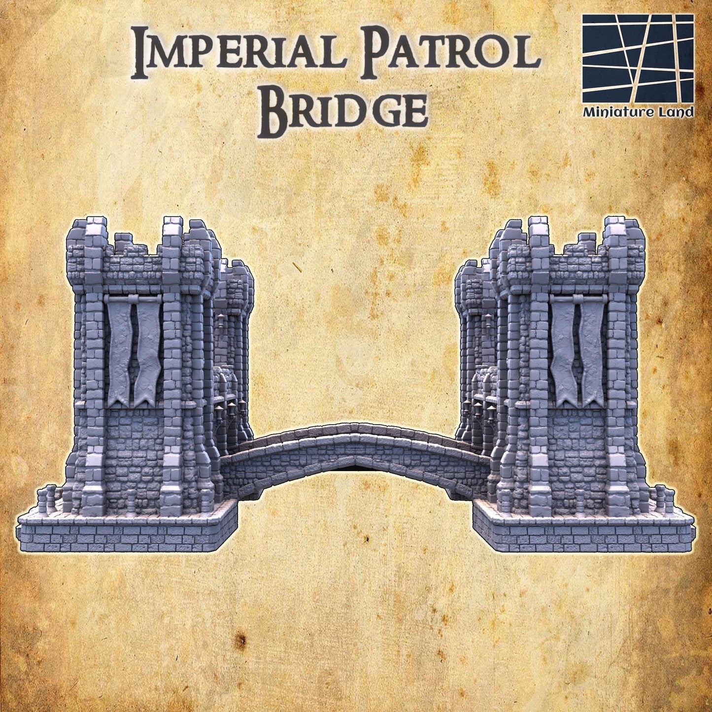 Imperial Patrol Bridge - Tabletop Terrain - 28 MM, Tabletop 3D Printed Terrain by MiniatureLand, Perfect for Wargaming and RPGs