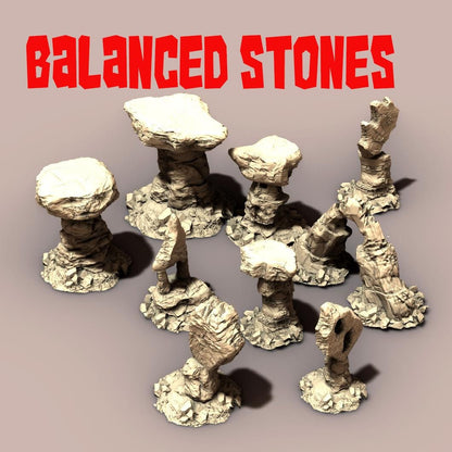 Balanced Badland Rocks - 3D Printed Tabletop Terrain, Perfect for Wargames, Board Games, Role Playing Games