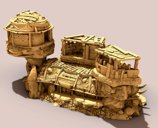 Large Orc Hovels - 28mm 3D Printed Tabletop Terrain, Perfect for Wargames, Board Games, Role Playing Games