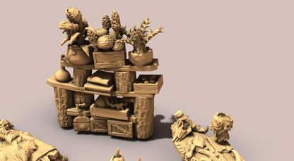 Evil Witch Alchemy Furniture by GameScape3D - 3D Printed Tabletop Terrain, Perfect for Wargames, Board Games, RPGs