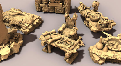 Evil Witch Alchemy Furniture by GameScape3D - 3D Printed Tabletop Terrain, Perfect for Wargames, Board Games, RPGs