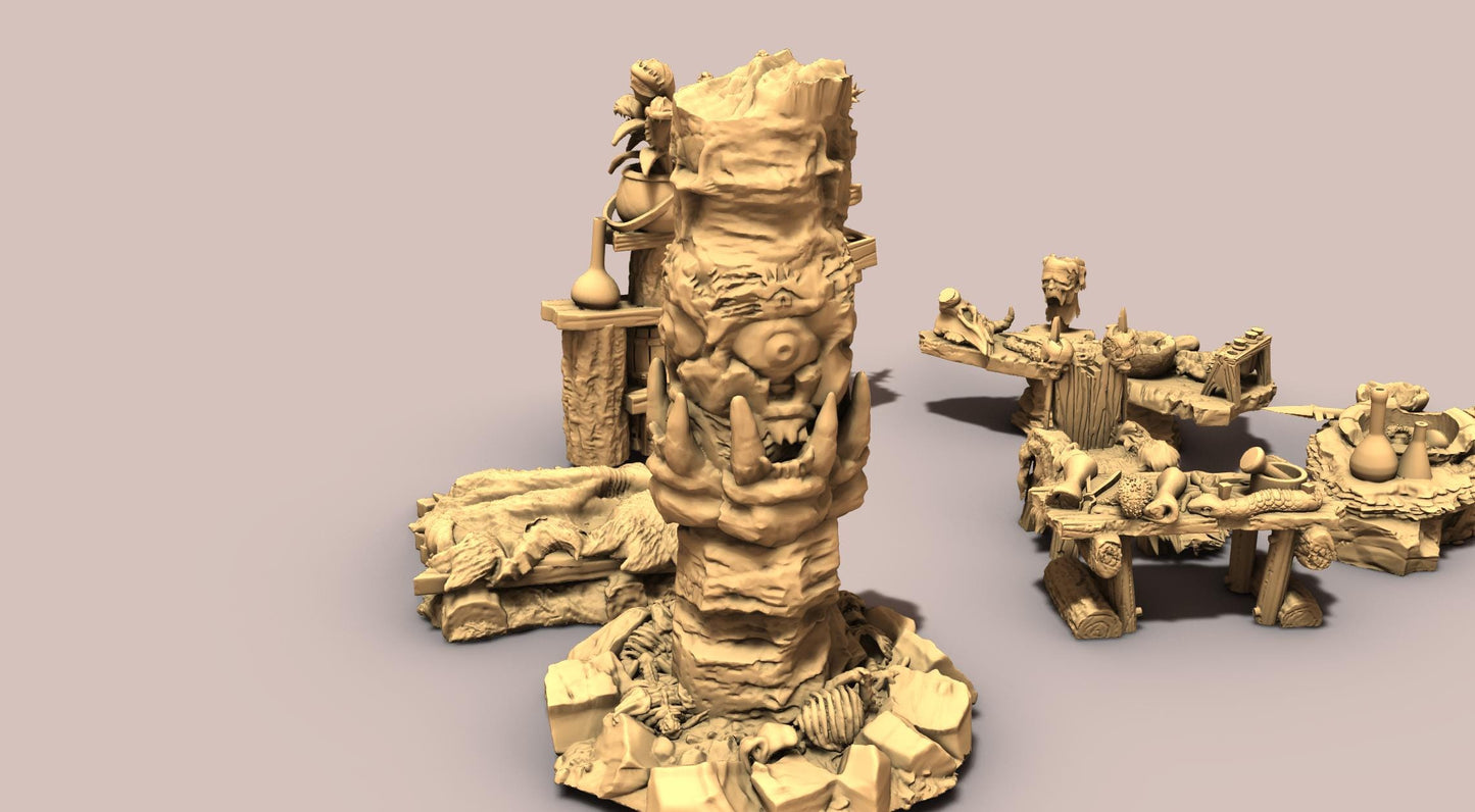 Evil Witch Alchemy Furniture by GameScape3D - 3D Printed Tabletop Terrain, Perfect for Wargames, Board Games, RPGs