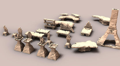 Ruined Dwarven Furniture by GameScape3D - 3D Printed Tabletop Terrain, Perfect for Wargames, Board Games, RPGs